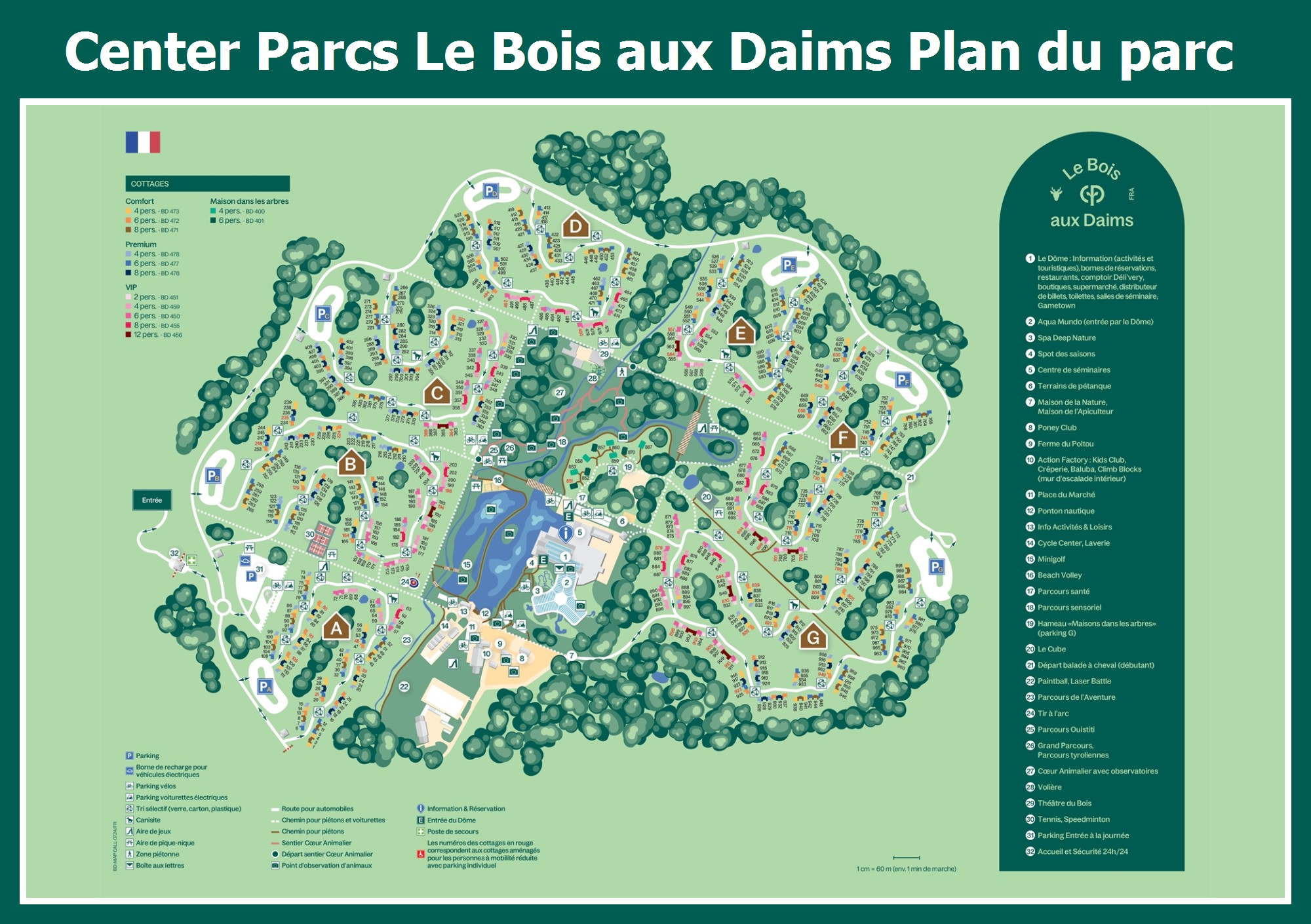 // Le plan de Center Parcs Le Bois aux Daims ParkExplorer