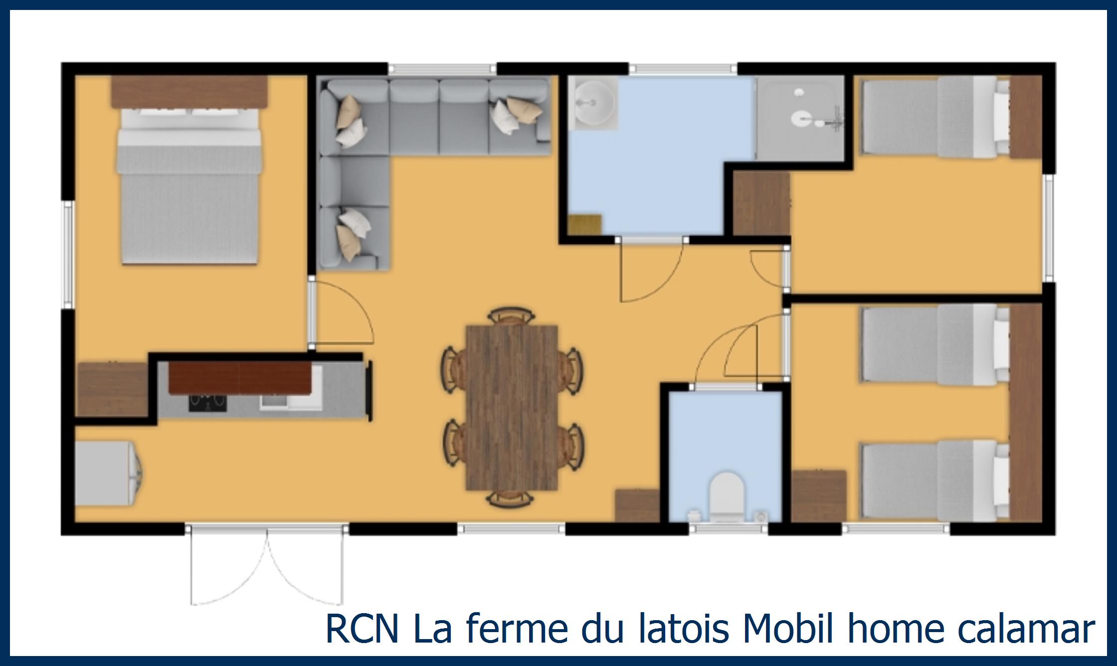 Caravane Mobil home calamar à La Ferme du Latois
